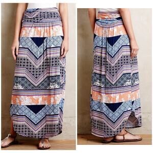 Anthropologie Maeve Boho Patchwork Maxi Skirt XS NWT Colorful Festival